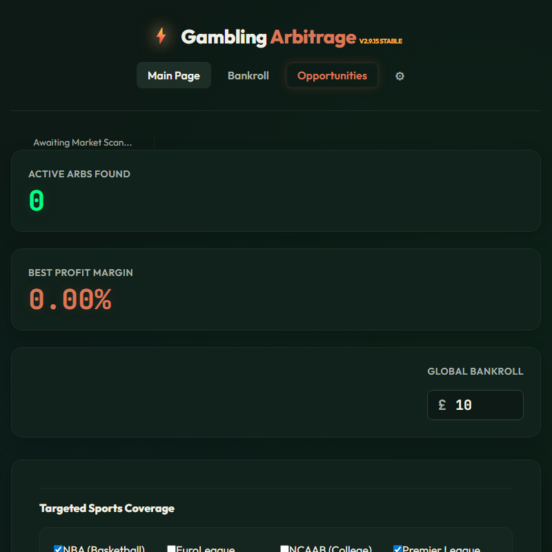 Gambling Arbitrage Screenshot
