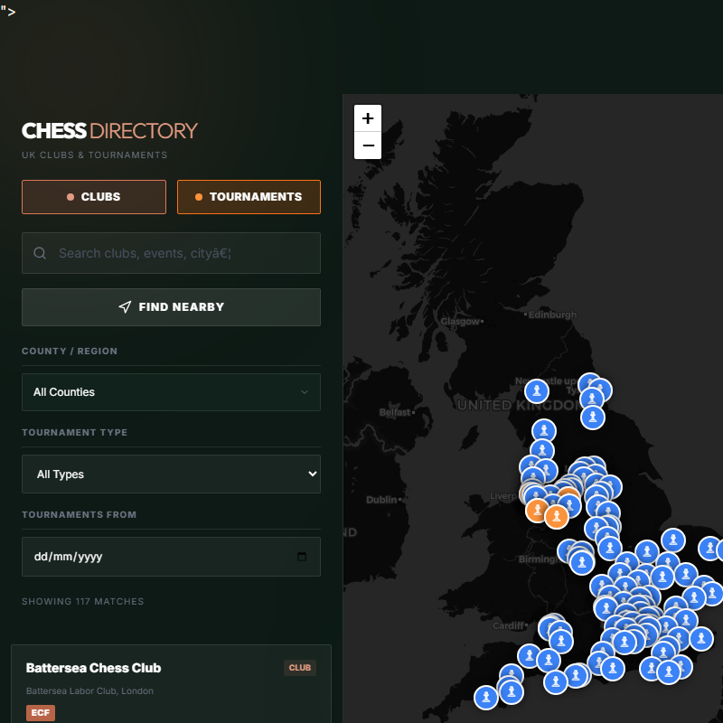 UK Chess Directory Screenshot